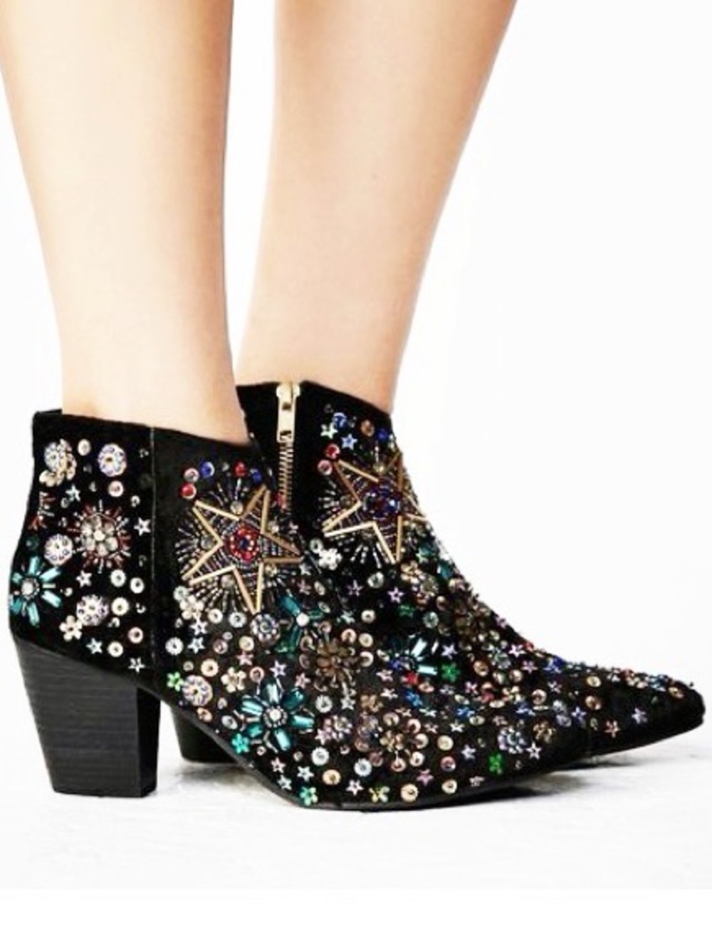 {FP Collection} Night Out Multicolor Crystal Embellished Ankle Boots